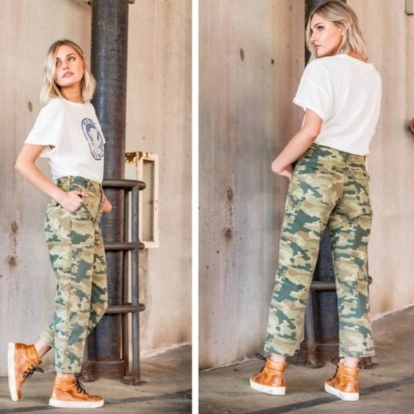 FREE PEOPLE Remy Cargo Camo Pants Jeans {T42} - Picture 2 of 6